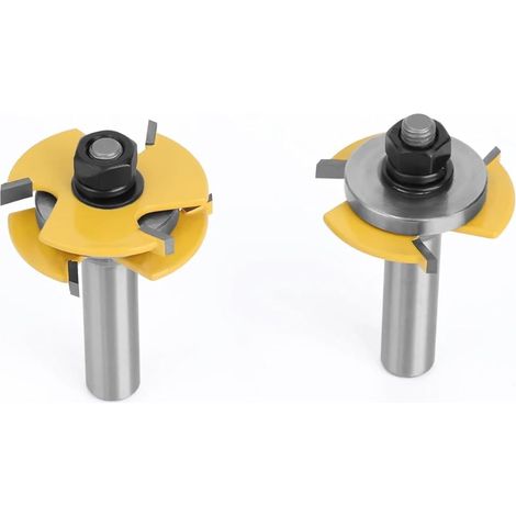 Couteau combiné à tenon en T 3 dents et tige de 12 mm, couteaux sol ensemble fraises menuiserie(12mm Shank) - (1/2)