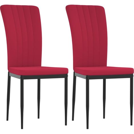 Set di 2 sedie da pranzo dal design moderno con cuciture decorative in tessuto rosso bordeaux DEC025584