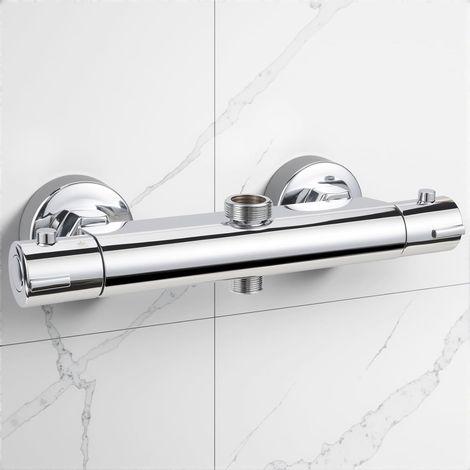 Mitigeur Douche Thermostatique avec bouton de Sécurité 38 °C, Laiton Chromé (1/5)