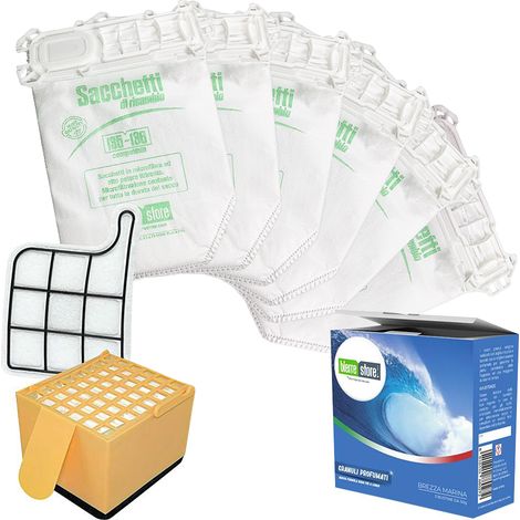 Sacchetti folletto vk 135-136 6 pz + granuli profumati brezza marina+ filtri compatibili (1/2)