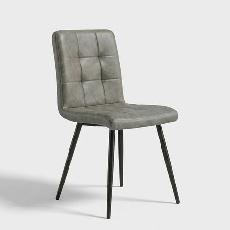 Silla moderna sin reposabrazos de polipiel Rosalyn - Gris paloma