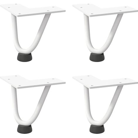 Pieds en épingle à cheveux pour table basse 4 pièces Blanc 10 cm Acier massif (1/5)