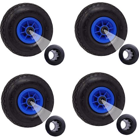 4x Sackkarrenrad Luftrad 260x85 3.00-4 Achlänge 75 mm 4PR Lagen mit Nadellager blau (1/5)
