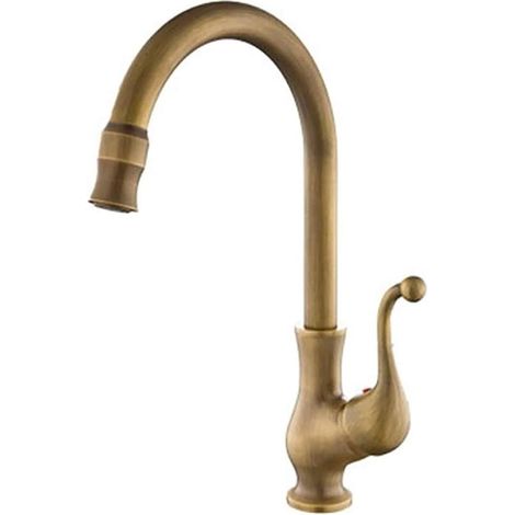 Küchenarmaturen aus antikem Messing, 360° schwenkbare Badezimmerarmatur, Luftsprudler, wassersparende Mischbatterie, Warmwasser-Waschtischarmatur (1/5)