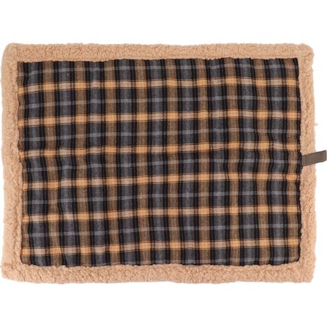 1 tapis chauffant auto-chauffant, laine d'agneau carreaux, 76x58 cm, lavable double face, intérieur/extérieur/voyage (1/5)
