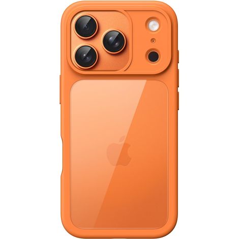 Coque pour iPhone 17 Pro Max 6,9 Pouces, Étui Housse Antichoc Bumper, Cadre en TPU Mat de Couleur Unie, Dos Transparent Anti-Rayures (Orange)