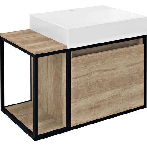 Sapho Skara - Mobile lavabo, 800x495x465 mm, rovere Alabama/nero opaco CG003-2222