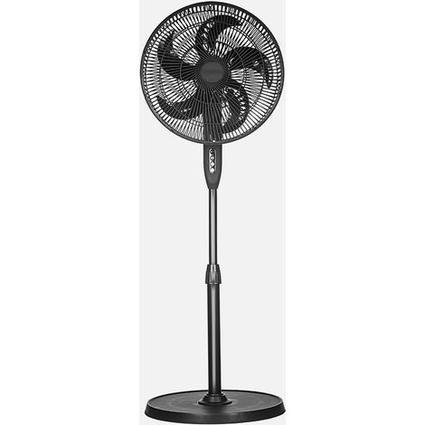 Ventilador De Pie Siluro Negro 3vel 50w 5asp Fijo Y Rotatorio Regx42x42cm