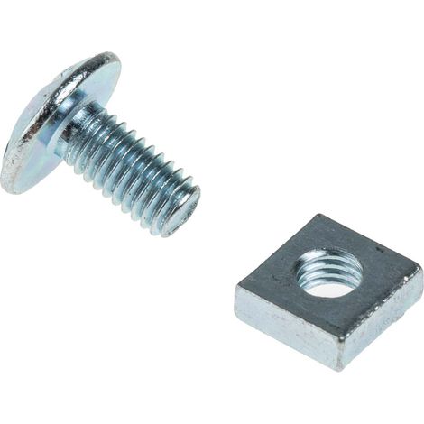 Rs Pro – Boulon M6 x 12mm – Vis à tête plate large avec écrous carrés – Acier doux galvanisé brillant – Pour assemblage précis et durable (1/2)