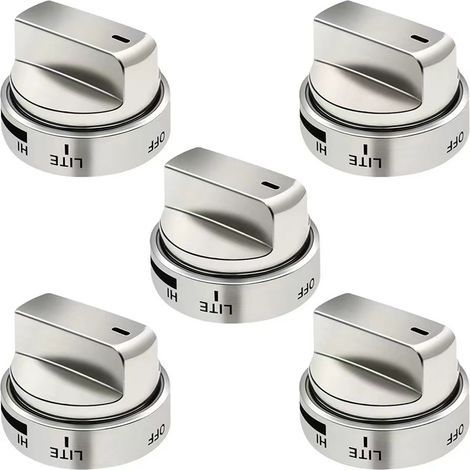 Ensemble de boutons pour plaque de cuisson, argent, lot de 5, adapté aux pièces de rechange AEZ72909008 (1/5)
