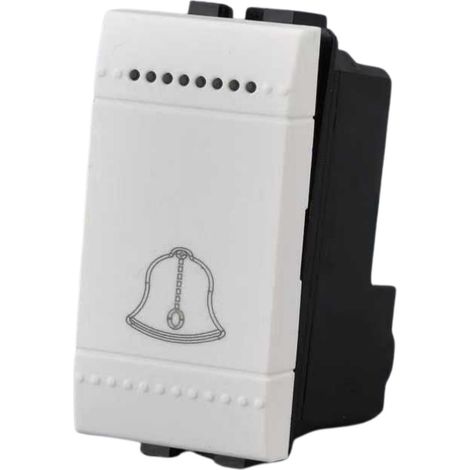 Serie Civile A2ZWORLD MBL Bianco Compatibile Con Bticino Living Light (Pulsante Con Disegno Campanello)