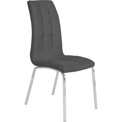 Home Heavenly® - Pack 4 sillas comedor ALEPO, diseño en cuarterones, tapizado tela o polipiel. Silla con patas cromadas.  Color: Gris Tela (1/5)