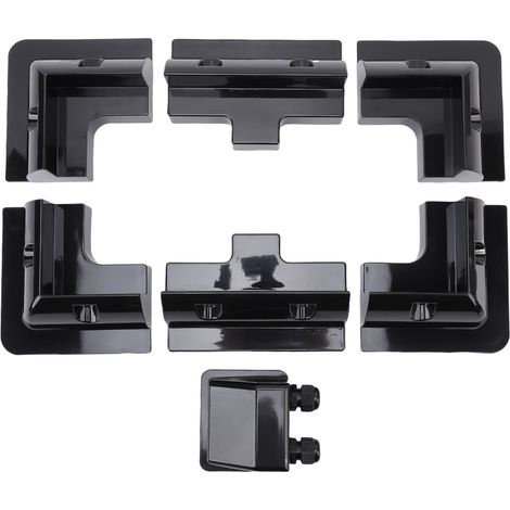 Ortviai Support de Panneaux Solaires en ABS avec Boîte de Dérivation – Kit Complet (4 Coins + 2 Côtés + 1 Boîte) Noir