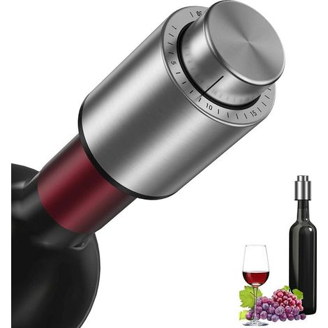 Bouchon de Bouteille Vin Sous Vide Outil de Conservation Vin Réutilisable Avec Echelle Temps. Pompe à Vide à Vin (1/5)