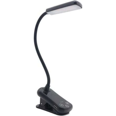 Lampe de Lecture LED Rechargeable USB 3 Couleurs 8 Niveaux Luminosité Portable Bureau Pince (1/4)