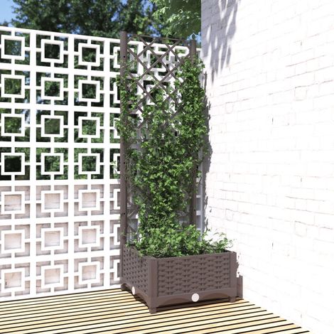 vidaXL Fioriera da Giardino con Graticcio Marrone 40x40x121,5 cm