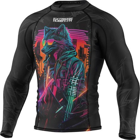 Maglia a maniche lunghe da uomo con stampa animalier cyber, taglia M, nera e tigre