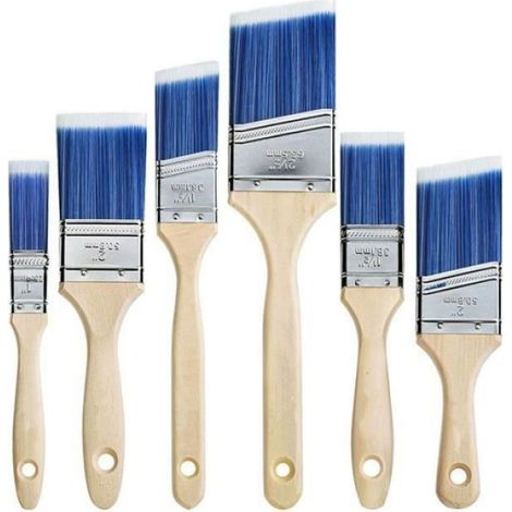 Pinceau Peinture - Poils Synthétiques Haute Résistance - Pour Murs et Meubles - Lot de 6 (1/5)