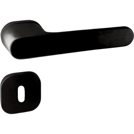 Poignées de porte sur rosace oblongue noir mat - Modèle Marina Trou de clé L - SECURY-T