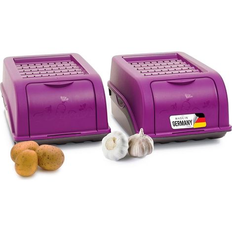 Lot de 2 boîtes rangement pommes de terre 3,5 L violette