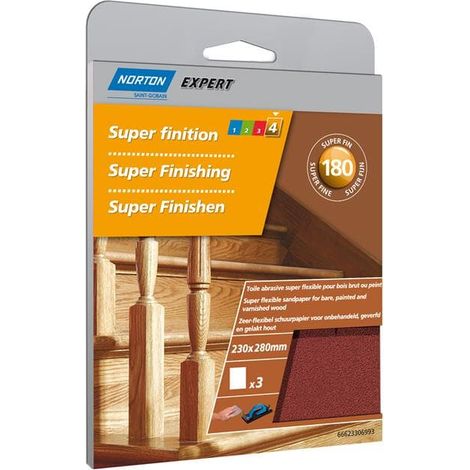 Norton Expert Schleifpapier für Holz 230 x 280 mm K180 3er VE