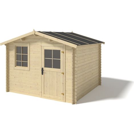 Altanka – Abri de jardin bois 6m² – Dimensions 3x2m – Épaisseur 28mm – Toit à deux pentes – Vitrage plexi ouvrable