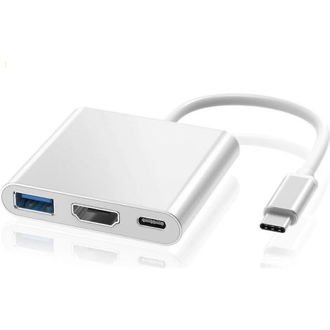 Adaptateur USB-C vers HDMI 4K, convertisseur hub USB-C vers HDMI avec port USB 3.0 et port de chargement USB-C, compatible avec MacBook Pro et Google Chromebook. (1/5)