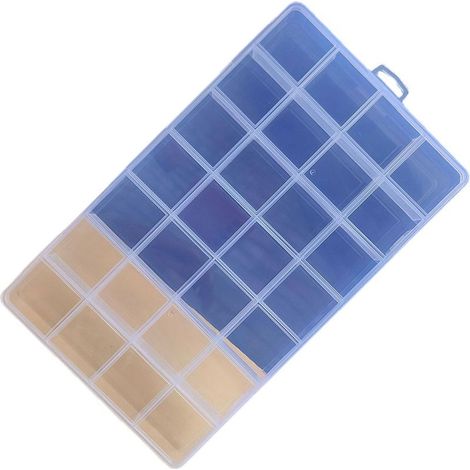 Transparente Aufbewahrungsbox aus ABS-Kunststoff mit 28 Fächern für Kleinteile, Schmuck und Haargummis. (1/5)