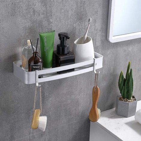Rostfreie Duschablage aus Aluminium für die Badezimmeraufbewahrung, kein Bohren erforderlich (1/5)