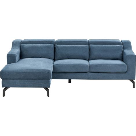 Corner Sofa 4 Seater GLOSLI Chenille Blue Right Hand
