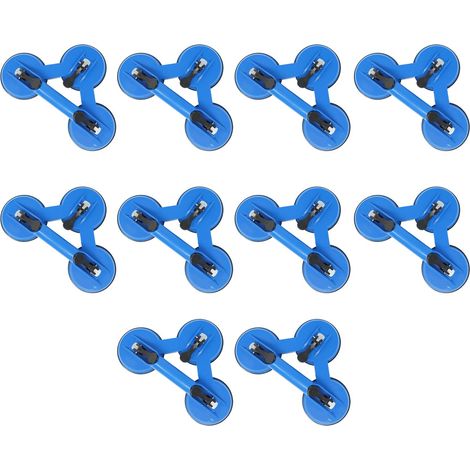 Dapetz ® Triple Suction Cup Lifter Triple Locking 100kg Puller Lifter Hand Suction Vacuum Lifters for Tile, Sheet, Glass, Dent Pulling & Windshields Blue 10PCS (1/5)
