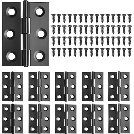 10 Pieces Small Black Iron Hinges, 44 × 31mm for Window, Drawer, Box (1/5)