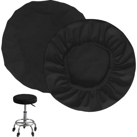 2 Pièces Housse tabouret, Polyester élastique 28-35cm, Anti-poussière Respirant, Noir pour Bar Bureau Salon (1/5)