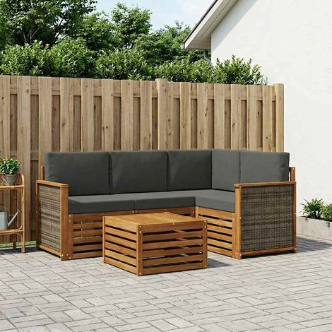 vidaXL Conjunto de sofás de exterior 5 uds. Natural y Antracita (1/5)