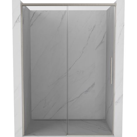 Mexen Rox Schiebetür für Dusche 140 cm, transparent, gebürsteter Nickel - 8C2-140-000-97-00