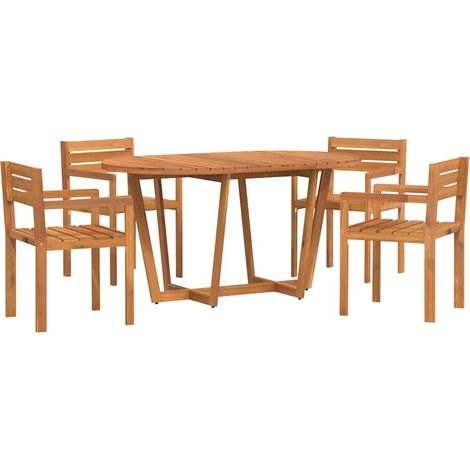 Set da pranzo da giardino da 5 pz in Legno Massello di Acacia vidaXL