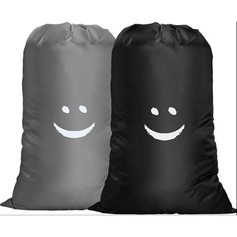Sac à Linge Large 120L Sacoche à Linge Pliable Sac Visage Souriant avec Cordon de Serrage Léger Sacs de Linge Pliables pour Hôtel Dortoir Voyages (1/5)