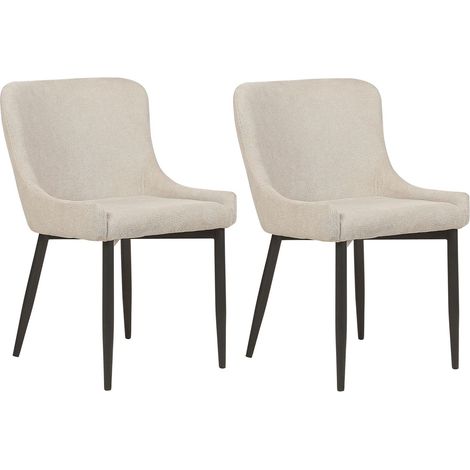 Set of 2 Dining Chairs EVERLY Light Beige