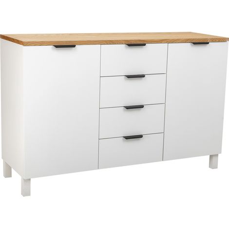 Aparador de madera 4 cajones y 2 puertas 124x40x80h cm (1/5)