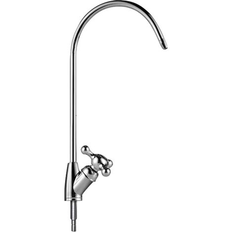 Robinet de cuisine en acier inoxydable avec filtre à eau, bec pivotant à 360°, cartouche à disque céramique, argenté, interface 2 points (6,5 mm)