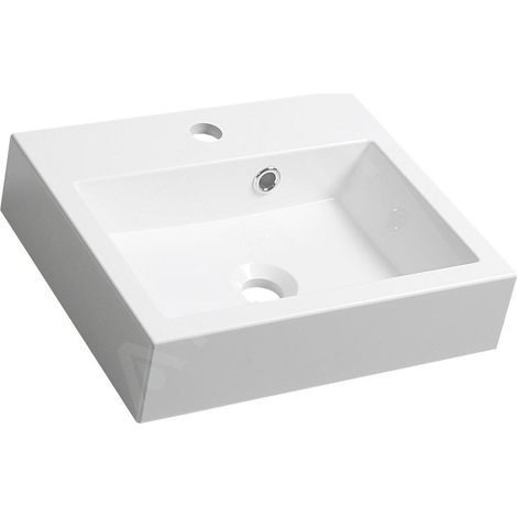 Sapho Orinoko - Lavabo 420x360 mm, marbre coulé, blanc OR042 (1/4)