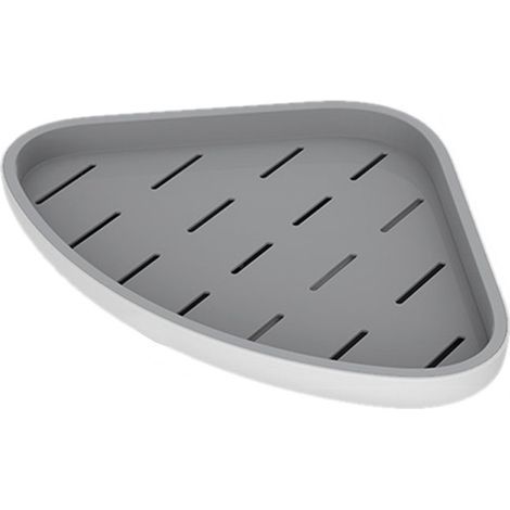 Étagère d'angle triangulaire pour salle de bain, étagère murale en plastique ventilée étanche pour shampoing gris (1/5)