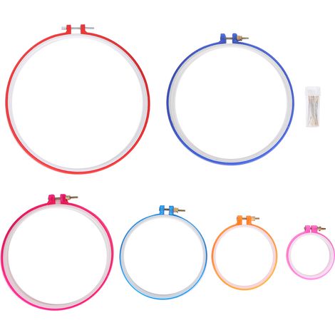 Cerceau à broder en plastique, cadre rond réglable pour point de croix, lot de 2 outils DIY couture (1/5)