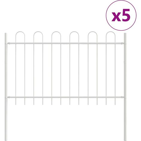 Maison Exclusive - Gartenzaun 5 pcs Weiß 8,5 x 1 m Pulverbeschich