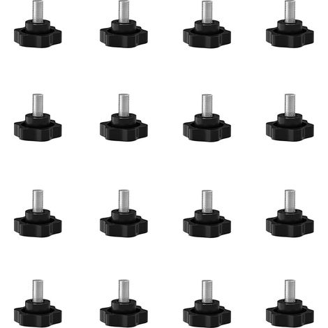 Lot de 16 vis à tête étoile M8 Vis de poignée en étoile Vis moletée Poignée en étoile Vis Poignée en étoile Bouton de serrage fileté pour machine Équipement industriel (M8 x 10 mm)