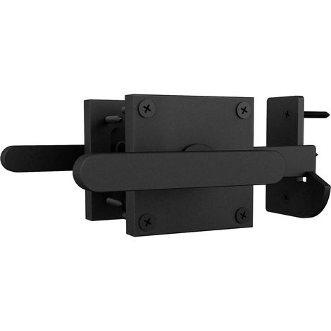 Verrou de portail double face pour portails en bois - Verrou automatique utilisable des deux côtés - pour fermer les portes et les portes de jardin - Verrou de porte de jardin (noir) (1/5)