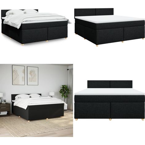 vidaXL Sommier à lattes de lit avec matelas Noir 180x200 cm Tissu (1/5)