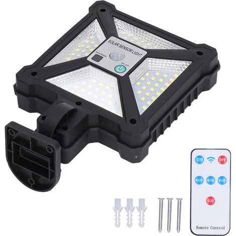 Lampe solaire extérieure à détecteur de mouvement, étanche IP65, LED avec télécommande pour allée ou clôture (1/5)
