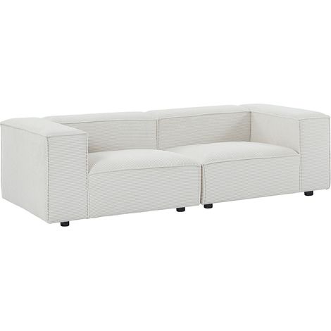Divano 3 posti modulabile in velluto a coste beige - RUZOLO (1/5)