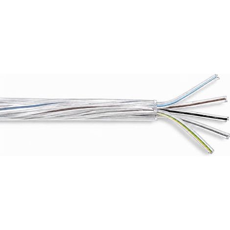 Cavo FR5F 5g0.75 trasparente con conduttori FEP con polarità interne blu, marrone, nero, grigio e giallo/verde